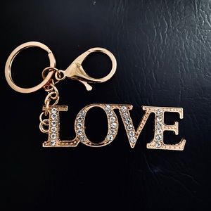 LOVE Gold Crystal Keychain NEW 🌷
